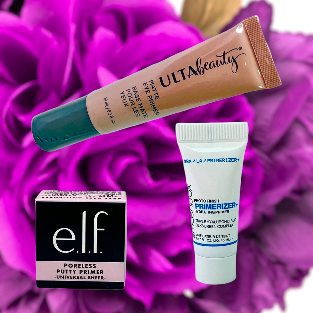 Ulta Matte Eye Primer, e.l.f. Poreless Putty Primer, Smashbox Primerizer+